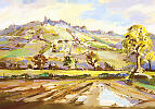 View of Mow Cop, Cheshire - Pastel by John Dodridge